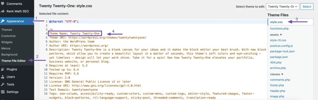 ویرایش فایل  Style.css جهت مخفی کردن نام قالب وردپرس - رایا وردپرس
