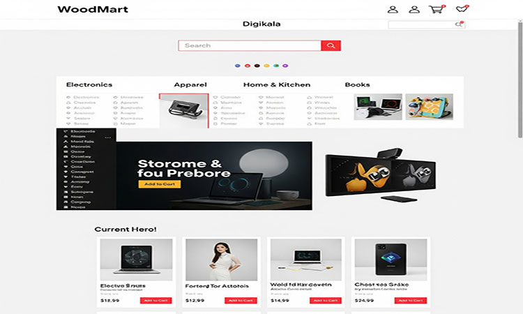 فروشگاه شبیه دیجیکالا با قالب وودمارت